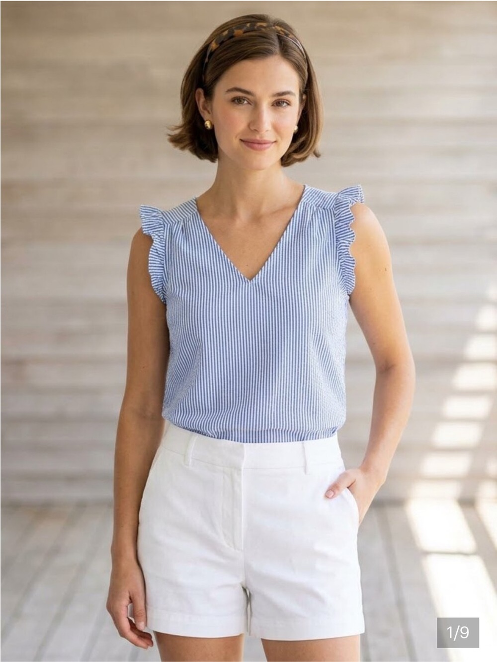 NWT J Crew pinstripe tank/shell size Petite
 medium